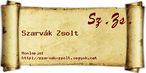 Szarvák Zsolt névjegykártya